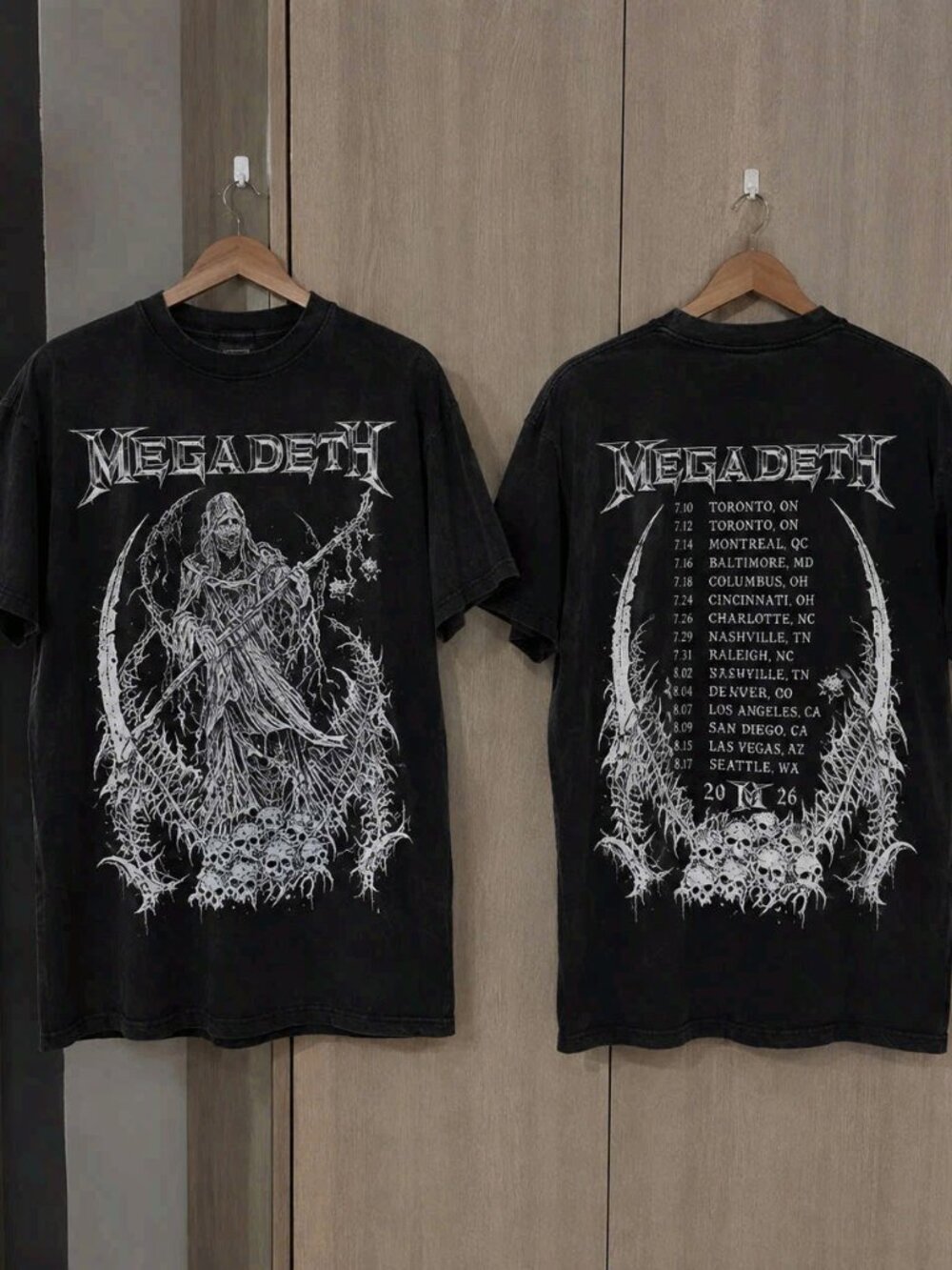 Megadeth Tour 2026 Grim Reaper Band Merch Black Tee